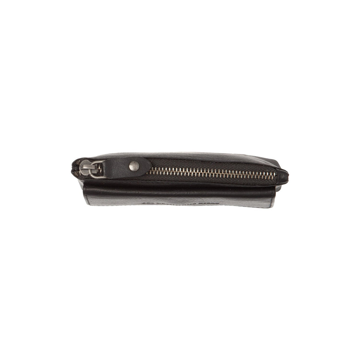 Detailansicht of Classic Collar &amp; Heavy-Duty Zipper Hardware on Violette Full-Grain Leather Key Case für Damen