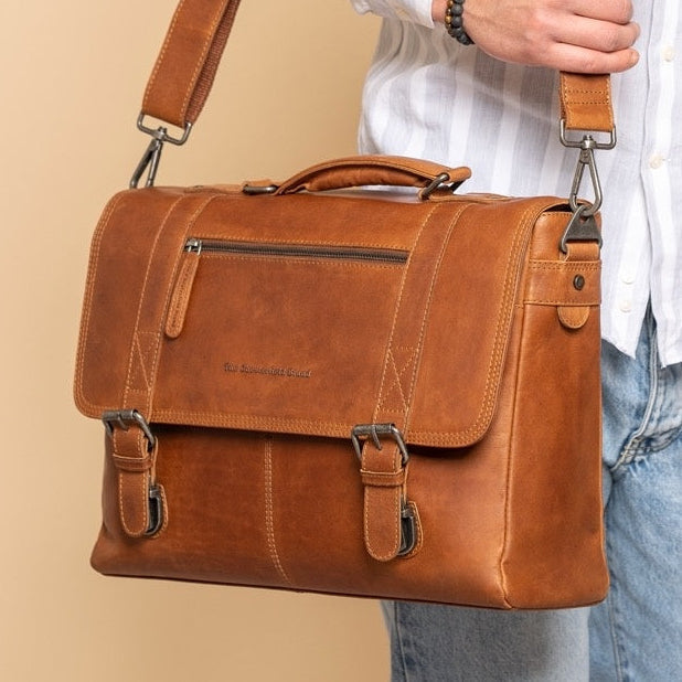 Imperia Full-Grain Leather Laptop Bag für Herren