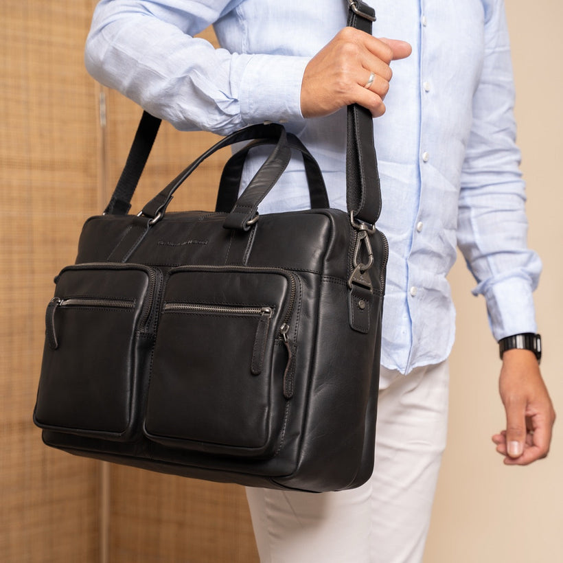 Misha Full-Grain Leather Laptop Bag für Damen