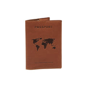 Cognac Leather Passport Case für Damen, front view