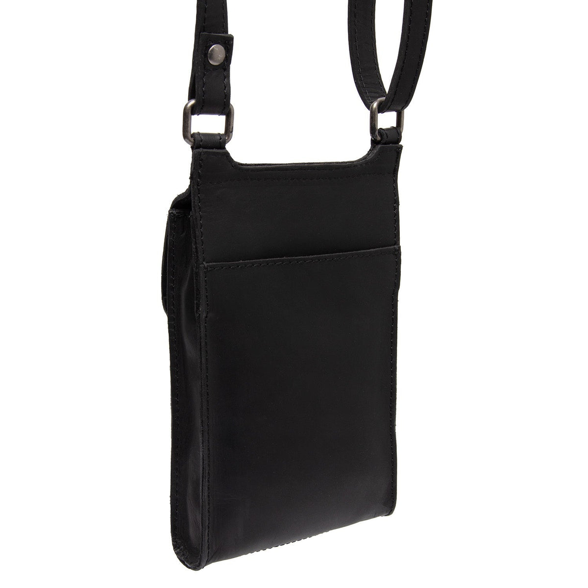 Tailored Rib Cuffs &amp; Hem Craftsmanship Construction Detail on Nebra Full-Grain Leather Phone Bag für Damen