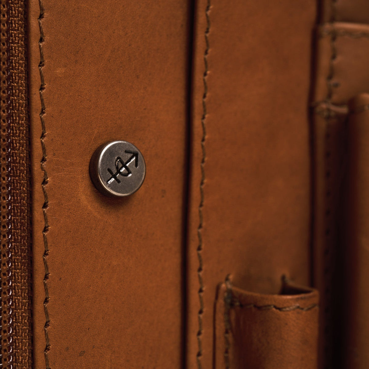 Cognac Leather Portfolio Barnet für Damen, detail view 4