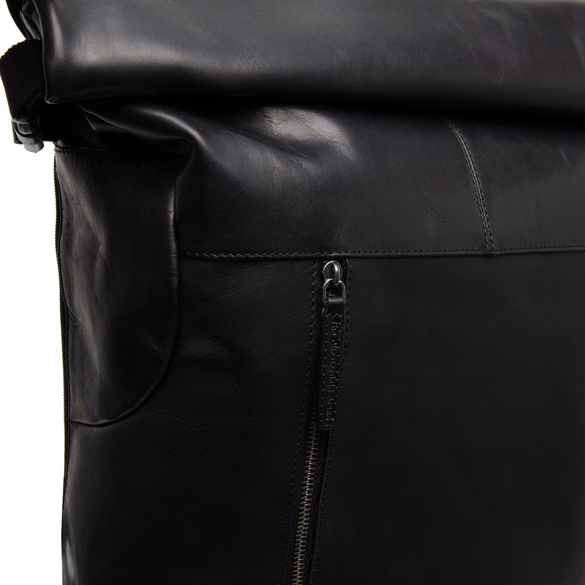 Liverpool Full-Grain Leather Roll-top Backpack für Damen - Structured Side Profile Showing Gusset Depth &amp; Expansion Capacity