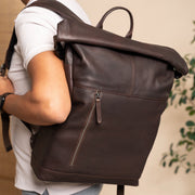 Liverpool Full-Grain Leather Roll-top Backpack für Damen – Zusätzliche Produktansicht 2