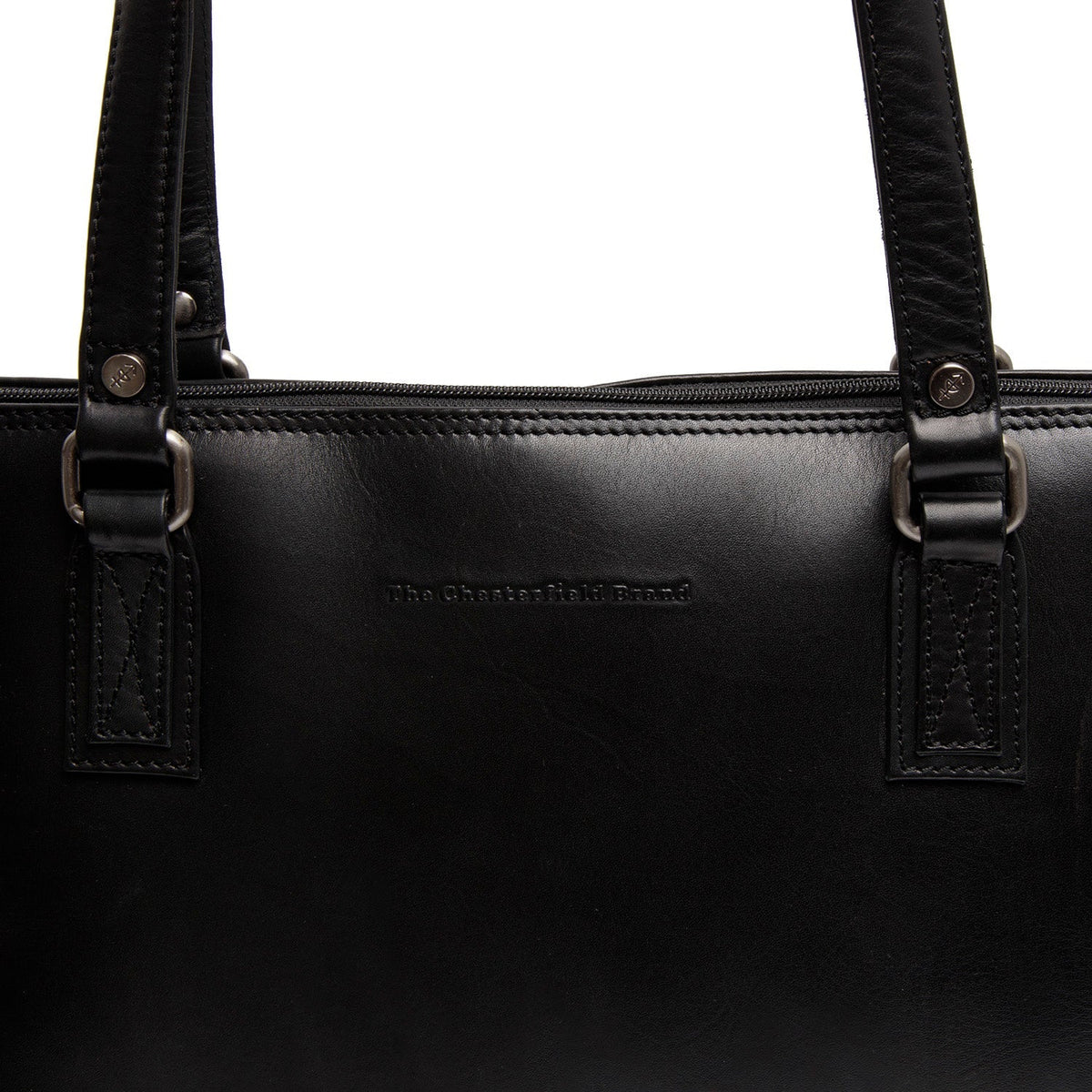 Classic 100% Full-Grain leather Bag - Rear Perspective Showing Reinforced Leather Straps &amp; Stitching