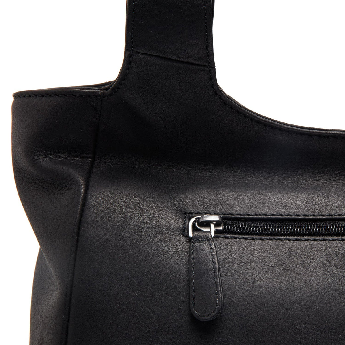 Tofino Full-Grain Leather Shoulder Bag für Damen - Structured Side Profile Showing Gusset Depth &amp; Expansion Capacity
