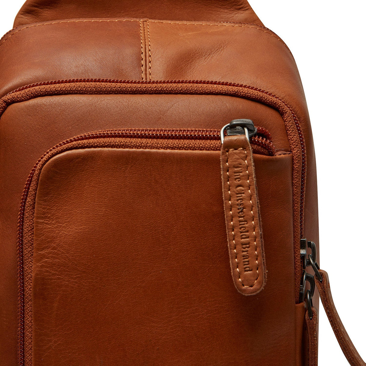 Cognac Leather Sling Bag Riga für Damen, detail view 3