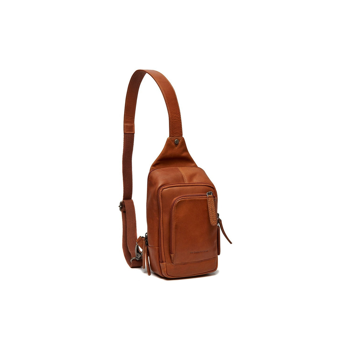 Cognac Leather Sling Bag Riga für Damen, front view
