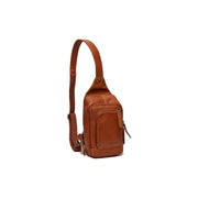 Cognac Leather Sling Bag Riga für Damen, front view