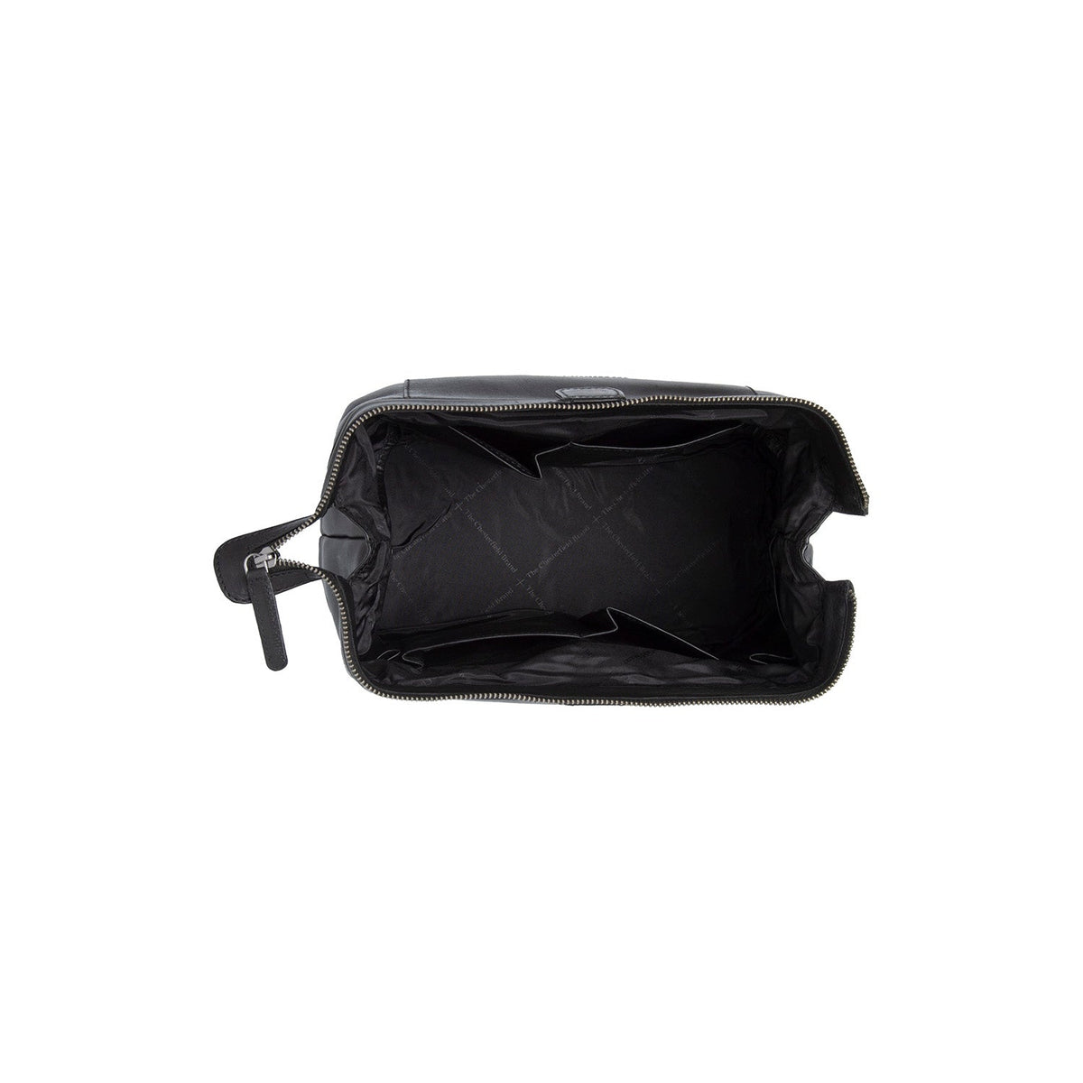 Detailansicht of Classic Collar &amp; Heavy-Duty Zipper Hardware on Biassa Full-Grain Leather Toiletry Bag für Damen