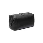 Tailored Rib Cuffs &amp; Hem Craftsmanship Construction Detail on Biassa Full-Grain Leather Toiletry Bag für Damen