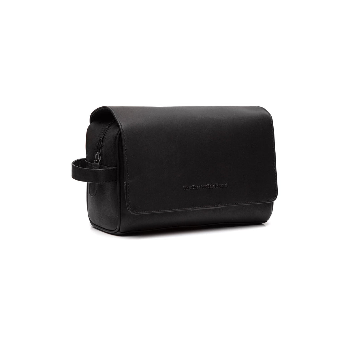 Rosario Full-Grain Leather Toiletry Bag in Classic 100% Full-Grain Leather - Front Profile View & Tailored Silhouette | Buy Online