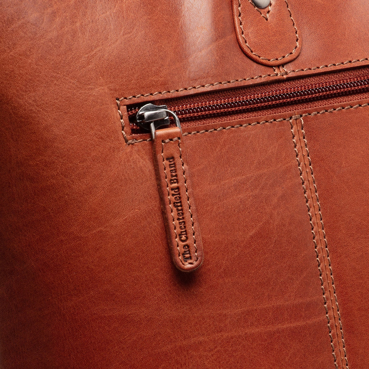 
Cognac Leather Tote Bag Astano, detail view 4