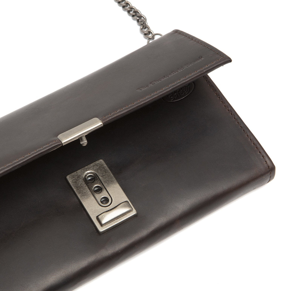 Solid Antique Brass Hardware &amp; Heavy-Duty Dual Zipper Detail on Bora Full-Grain Leather Waiter Wallet für Damen
