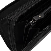 Solid Antique Brass Hardware &amp; Heavy-Duty Dual Zipper Detail on Hadley Full-Grain Ledergeldbörse für Damen