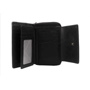 Solid Antique Brass Hardware &amp; Heavy-Duty Dual Zipper Detail on Hanoi Full-Grain Ledergeldbörse für Damen