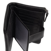 Solid Antique Brass Hardware &amp; Heavy-Duty Dual Zipper Detail on Landau Full-Grain Ledergeldbörse für Damen