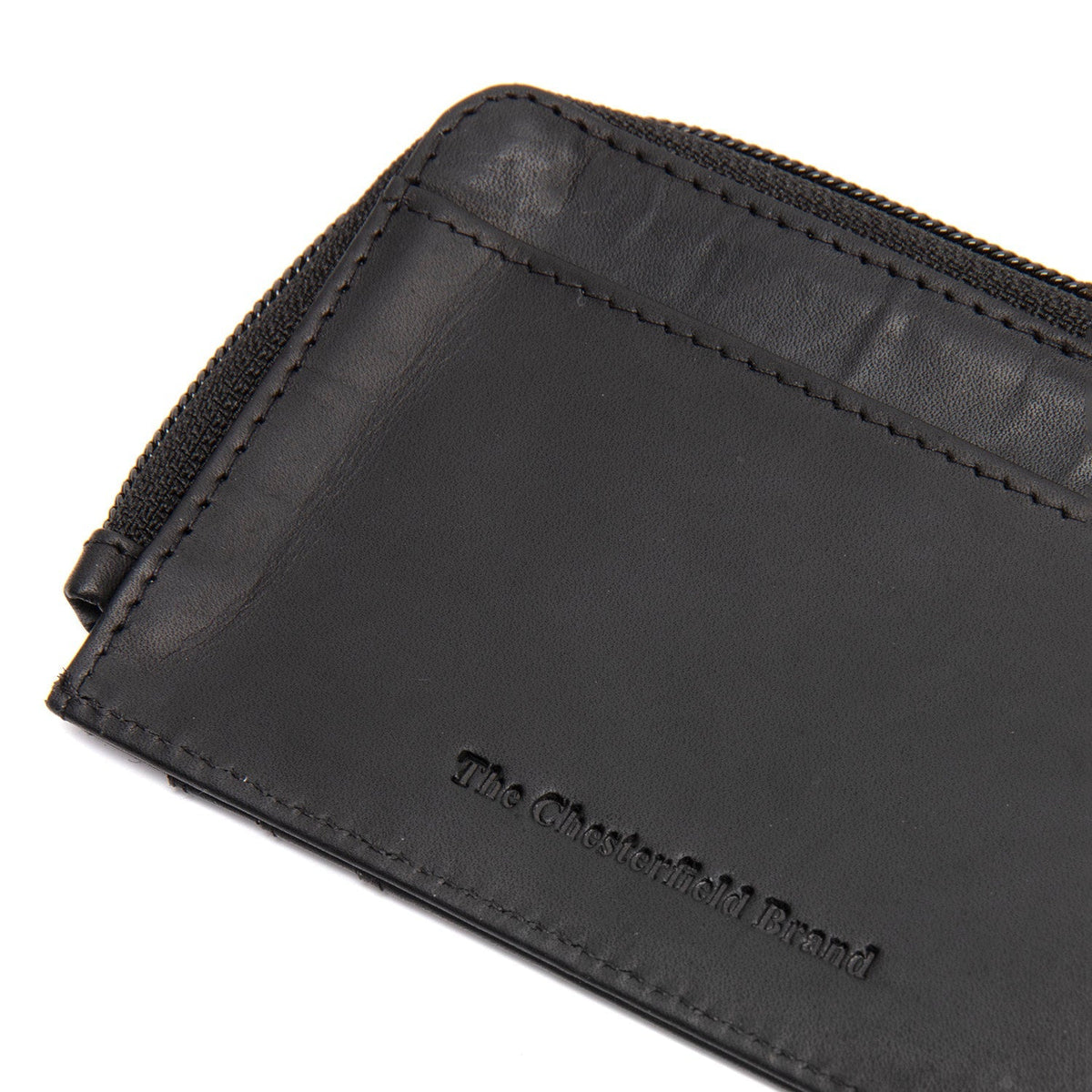 Solid Antique Brass Hardware &amp; Heavy-Duty Dual Zipper Detail on Livenza Full-Grain Ledergeldbörse für Damen