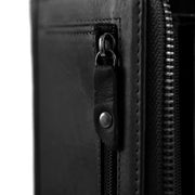 Solid Antique Brass Hardware &amp; Heavy-Duty Dual Zipper Detail on Nova Full-Grain Ledergeldbörse für Damen