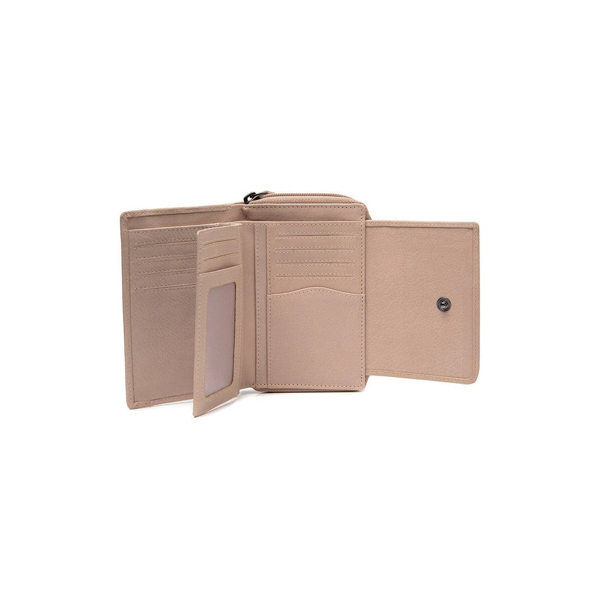 Solid Antique Brass Hardware &amp; Heavy-Duty Dual Zipper Detail on Orveta Full-Grain Ledergeldbörse für Damen