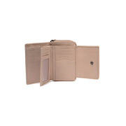 Solid Antique Brass Hardware &amp; Heavy-Duty Dual Zipper Detail on Orveta Full-Grain Ledergeldbörse für Damen