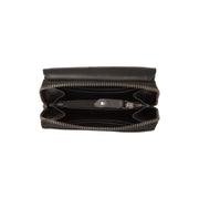 
Solid Antique Brass Hardware & Heavy-Duty Dual Zipper Detail on Salviano Vollnarbenleder-Geldbörse