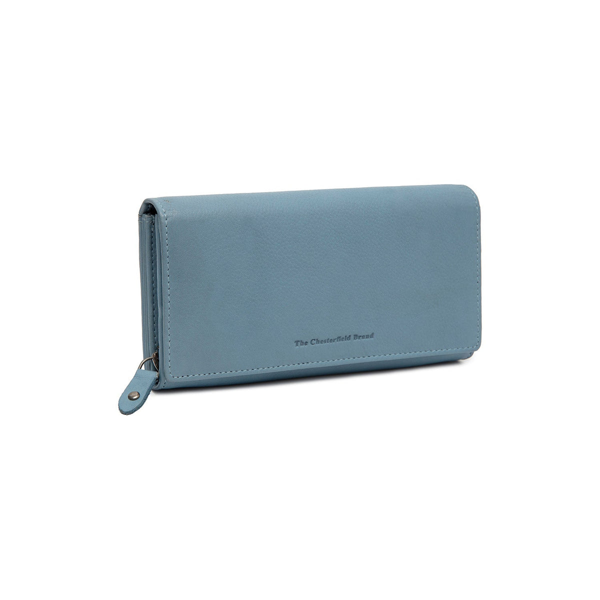 
Sky Blue Leather Wallet Valetta, front view