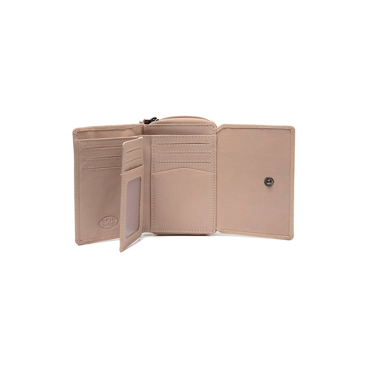 Zelan Full-Grain Ledergeldbörse für Damen - Structured Side Profile Showing Gusset Depth &amp; Expansion Capacity