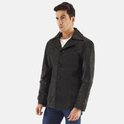 Black Cowhide leather Blazer - Rückansicht mit passgenauen Schultern &amp; sauberem Saum