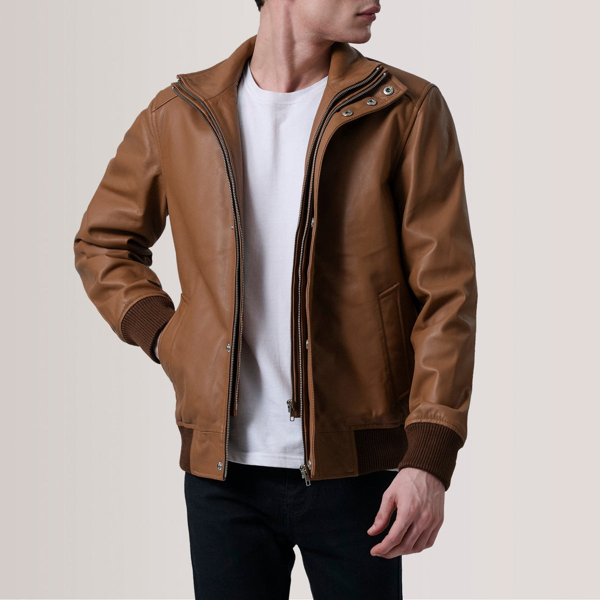 
Lester Braun Suede Leder-Bomberjacke für Herren – alternate product view 1