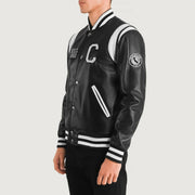 
Liberte California Schwarz Leather Varsity Lederjacke für Herren - Rückansicht mit passgenauen Schultern & sauberem Saum
