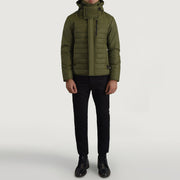 
Detailansicht of Classic Collar & Zipper With Placket Hardware on Malcolm Grün Hooded Puffer Lederjacke für Herren