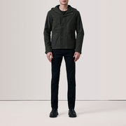 Olive Waxed Cotton Canvas Hooded Jacket - Rückansicht mit passgenauen Schultern &amp; sauberem Saum