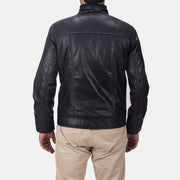Detailansicht of Band &amp; Zipper Hardware on Maurice Schwarz Lederjacke für Herren