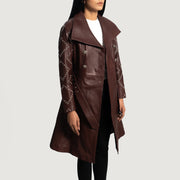 Women's Missoni Kastanienbraun Leder-Trenchcoat für Damen - Seitenansicht mit ergonomischem Ärmelschnitt