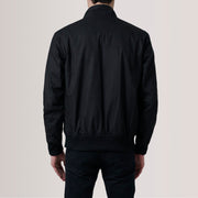 Detailansicht of Snap Button &amp; Zipper Hardware on Morrison Schwarz Canvas Leder-Bomberjacke für Herren For Men