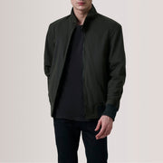 Morrison Olive Canvas Leder-Bomberjacke für Herren For Men in Olive Waxed Cotton Canvas - Vorderansicht &amp; maßgeschneiderte Silhouette | Online Kaufen