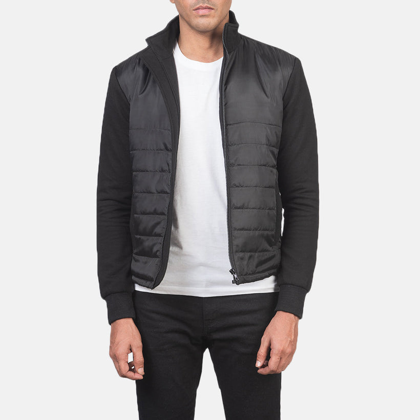 Nashville Gesteppt Schwarz Windbreaker Lederjacke für Herren