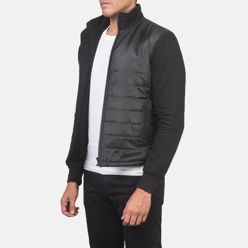 Nashville Gesteppt Schwarz Windbreaker Lederjacke für Herren