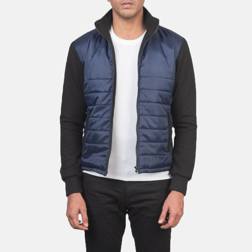 Nashville Gesteppt Blau Windbreaker Lederjacke für Herren