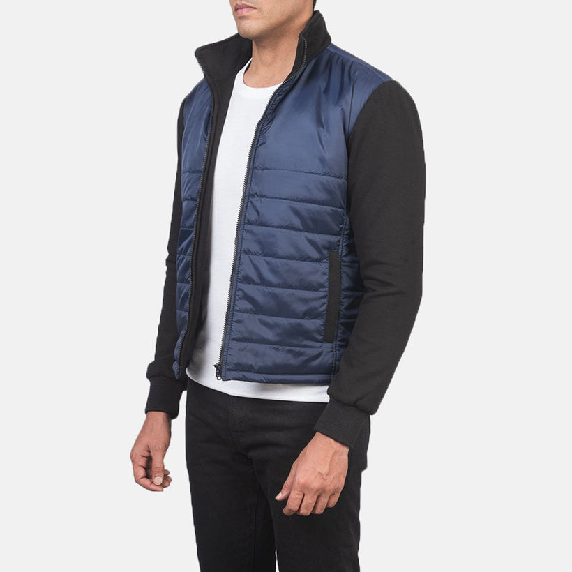 Nashville Gesteppt Blau Windbreaker Lederjacke für Herren