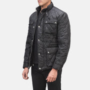 Black Polyester Winter Jacket - Rückansicht mit passgenauen Schultern &amp; sauberem Saum
