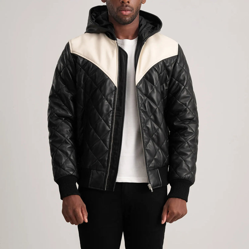 Norman Lederjacke Hellbraun Puffer Lederjacke für Herren