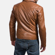 Detailansicht of Shirt &amp; Zipper Hardware on Old School Braun Lederjacke für Herren