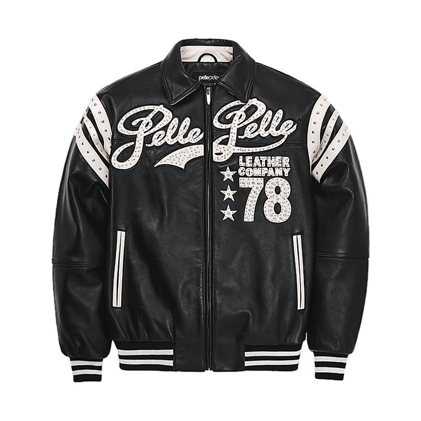 Encrusted Varsity Lederjacke für Damen