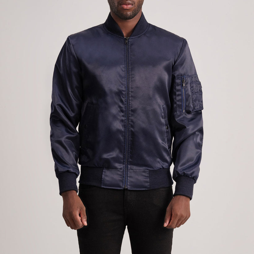 Quinton MA-1 Blau Leder-Bomberjacke für Herren