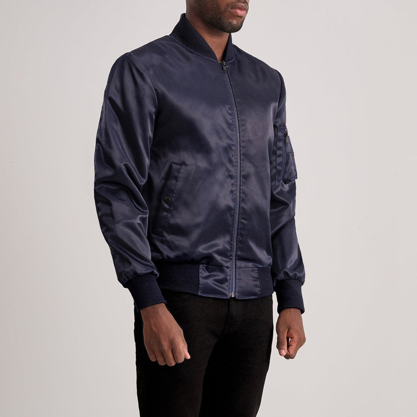 Quinton MA-1 Blau Leder-Bomberjacke für Herren