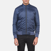 
Detailansicht of Band & Zipper with wind flap Hardware on Ramon Blau Leder-Bomberjacke für Herren