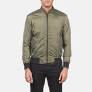 
Detailansicht of Band & Zipper with wind flap Hardware on Ramon Grün Leder-Bomberjacke für Herren