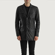 Detailansicht of Band &amp; Button Hardware on Ray Cutler Black Leather Blazer